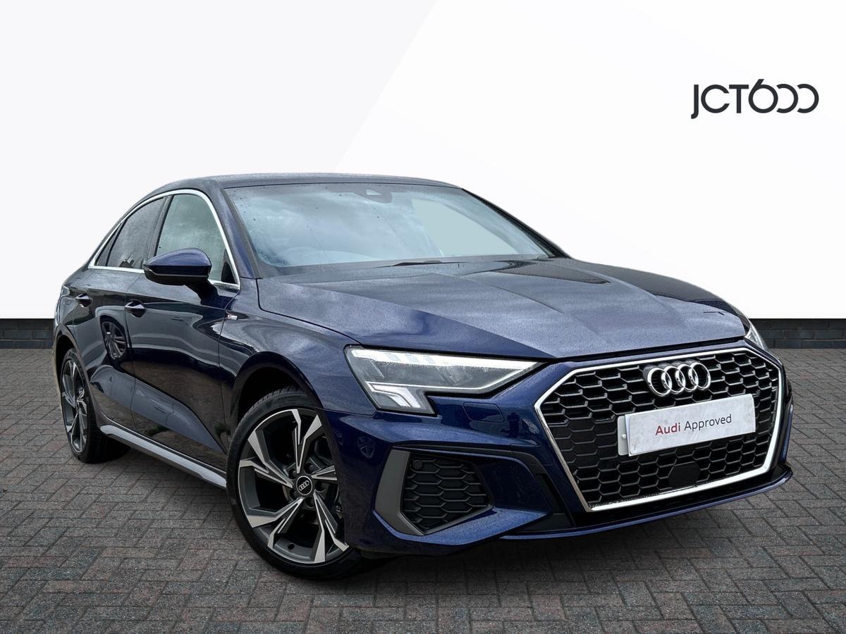2023 AUDI A3 35 TFSI S Line 4dr £28,000 4,999 miles Navarra blue, metallic JCT600