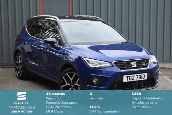 Used 2021 SEAT ARONA 1.0 TSI 110 FR Sport [EZ] 5dr Metallic - Mystery blue with black roof at SERE Motors