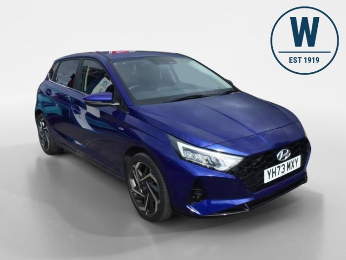 Used 2023 Hyundai i20 1.0 T-GDi MHEV Premium Hatchback 5dr Petrol Hybrid DCT Euro 6 (s/s) (100 ps) Blue at Gravells