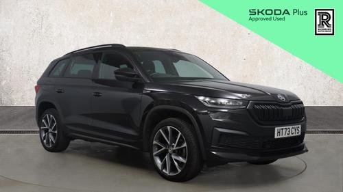 Used 2023 Skoda KODIAQ 1.5 TSI ACT SportLine SUV 5dr Petrol DSG Euro 6 (s/s) (7 Seat) (150 ps) Black at Richmond Motor Group
