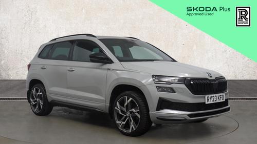 Used 2023 Skoda KAROQ 1.5 TSI ACT SportLine SUV 5dr Petrol DSG Euro 6 (s/s) (150 ps) Grey at Richmond Motor Group