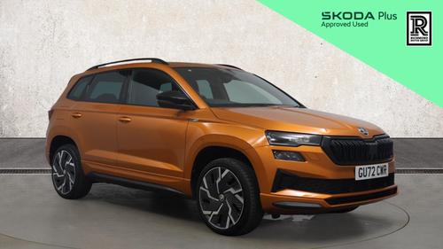 Used 2023 Skoda KAROQ 1.5 TSI ACT SportLine SUV 5dr Petrol DSG Euro 6 (s/s) (150 ps) Orange at Richmond Motor Group