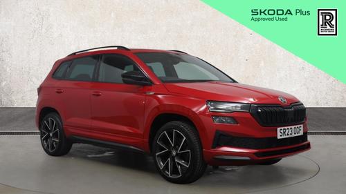Used 2023 Skoda KAROQ 1.5 TSI ACT SportLine SUV 5dr Petrol DSG Euro 6 (s/s) (150 ps) Red at Richmond Motor Group