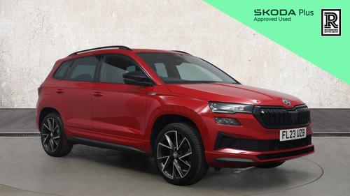 Used 2023 Skoda Karoq 2.0 TSI SportLine SUV 5dr Petrol DSG 4WD Euro 6 (s/s) (190 ps) Red at Richmond Motor Group
