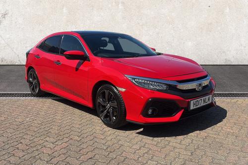 Used 2017 Honda Civic 1.5 VTEC Turbo Prestige Hatchback 5dr Petrol CVT Euro 6 (s/s) (182 ps) Red at Richmond Motor Group