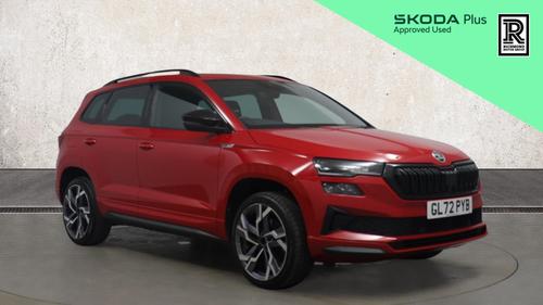 Used 2022 Skoda KAROQ 1.5 TSI ACT SportLine SUV 5dr Petrol DSG Euro 6 (s/s) (150 ps) Red at Richmond Motor Group