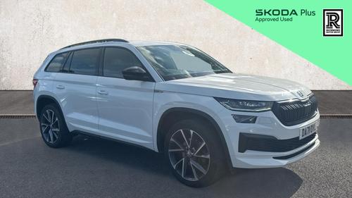 Used 2021 Skoda KODIAQ 1.5 TSI ACT SportLine SUV 5dr Petrol DSG Euro 6 (s/s) (7 Seat) (150 ps) White at Richmond Motor Group