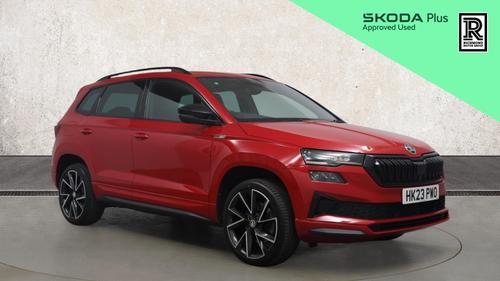 Used 2023 Skoda KAROQ 1.5 TSI ACT SportLine SUV 5dr Petrol DSG Euro 6 (s/s) (150 ps) Red at Richmond Motor Group