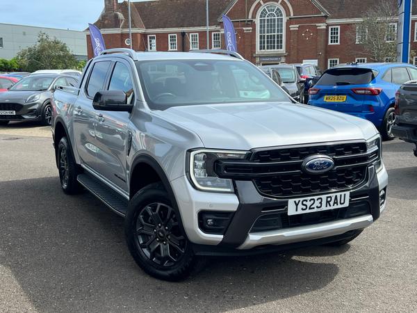Used 2023 Ford Ranger 2.0 TD EcoBlue Wildtrak Pickup Double Cab 4dr Diesel Auto 4WD Euro 6 (s/s) (205 ps) Silver at Dinnages