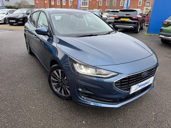 Used 2024 Ford Focus 1.0T EcoBoost MHEV Titanium X Hatchback 5dr Petrol Hybrid Manual Euro 6 (s/s) (125 ps) Chrome Blue at Dinnages
