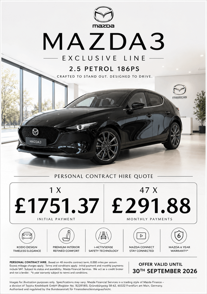 Used ~ Mazda 3 2.5 e-SKYACTIV G MHEV Homura SUV 5dr Petrol Manual Euro 6 (s/s) (140 ps) Red at Gravells