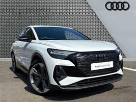 Used 2025 Audi Q4 E-tron 45 Black Edition SUV 5dr Electric Auto 82kWh (286 ps) Glacier white, metallic