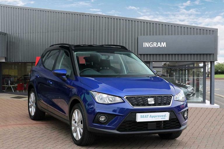 Used 2019 SEAT Arona 1.0 TSI (95ps) SE Technology SUV Mystery Blue with Black Roof at Ingram Motoring Group