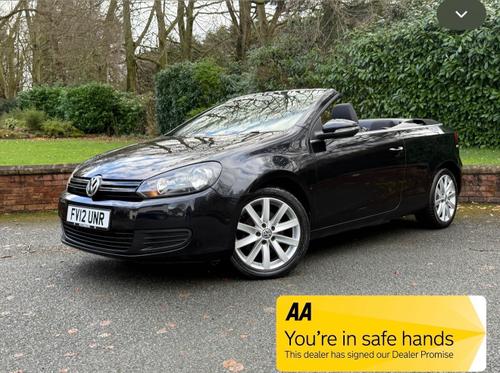 2012 GOLF 1.6 TDI BLUEMOTION TECH S 3DR CONVERTIBLE 99K BLACK AA APPROVED DIESEL... photo