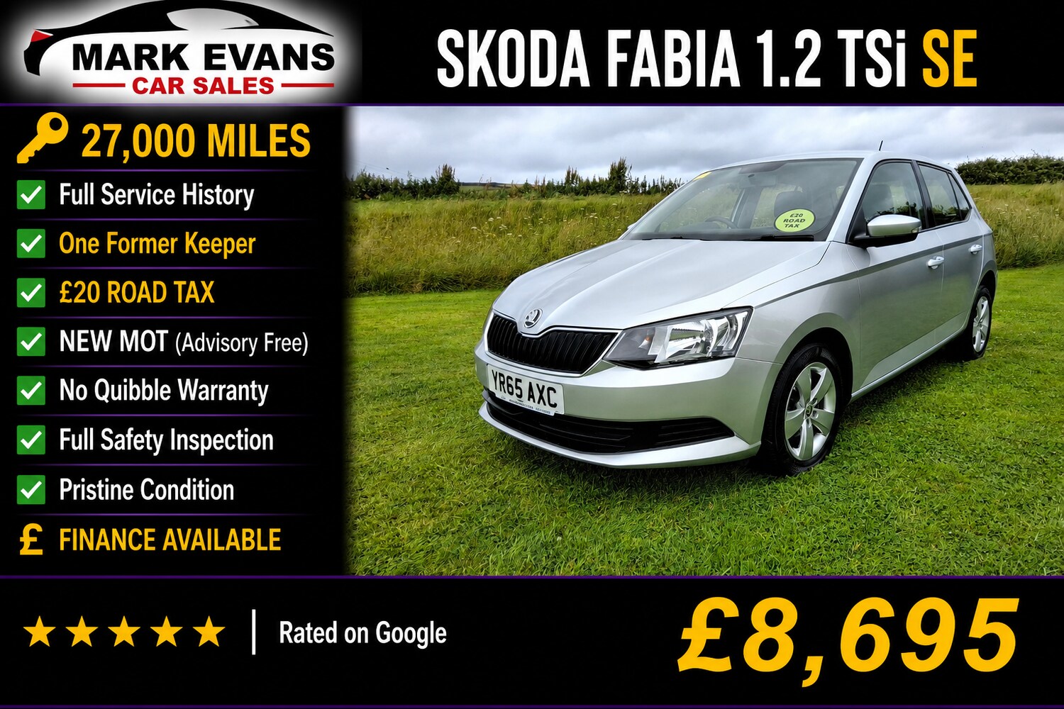 SKODA FABIA 1.2 TSI 90 SE 5DR PETROL 27,000 MILES MANUAL ONLY 8,695 VIEW...