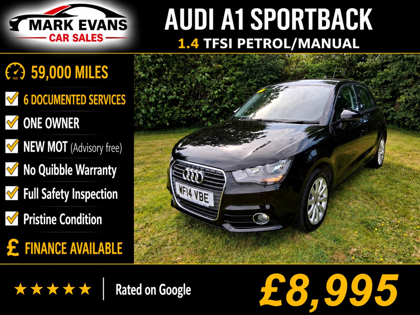 AUDI A1 1.4 TFSI SPORT 5DR PETROL 59,000 MILES MANUAL ONLY 8,995 VIEW DETAILS...