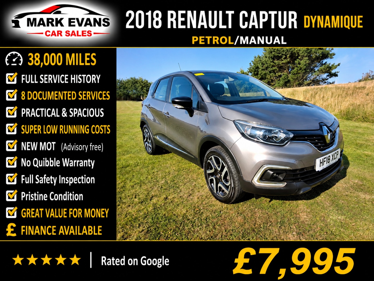 RENAULT CAPTUR 0.9 TCE 90 DYNAMIQUE NAV 5DR PETROL 38,000 MILES MANUAL ONLY 7,995...