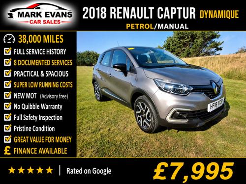 2018 RENAULT CAPTUR 0.9 TCE 90 DYNAMIQUE NAV 5DR PETROL 38,000 MILES MANUAL ONLY 7,995... photo