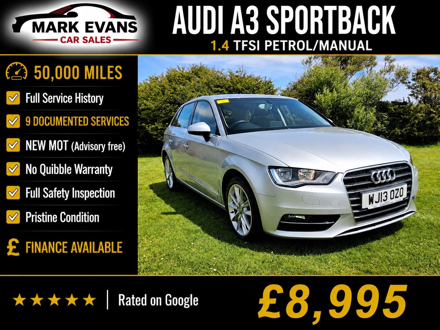 AUDI A3 1.4 TFSI SE 5DR PETROL 50,000 MILES MANUAL ONLY 8,995 VIEW DETAILS...