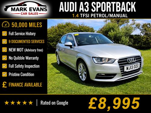 2013 AUDI A3 1.4 TFSI SE 5DR PETROL 50,000 MILES MANUAL ONLY 8,995 VIEW DETAILS... photo