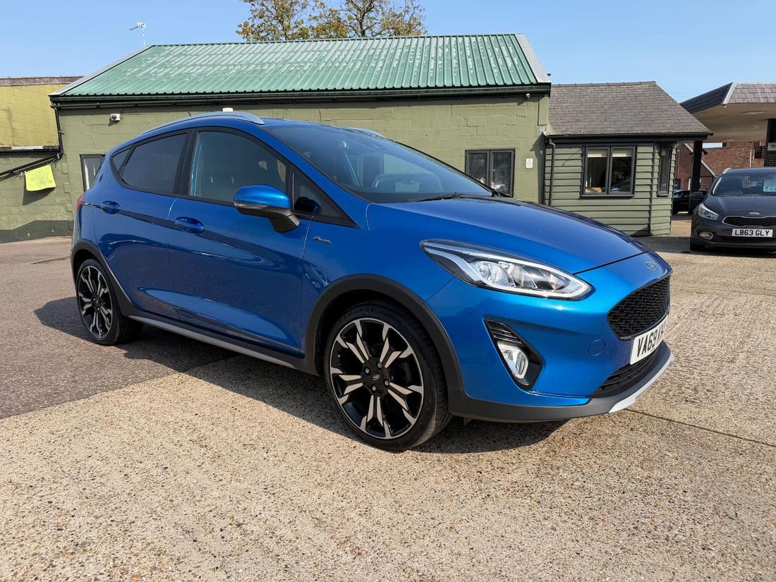 Blue Ford Fiesta photographed on the Young and Partners forecourt