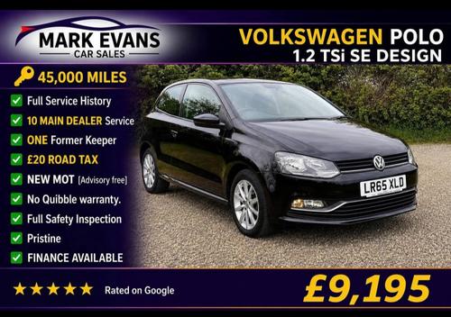 2015 VOLKSWAGEN POLO 1.2 TSI SE 3DR PETROL 45,000 MILES MANUAL ONLY 9,195 VIEW DETAILS... photo