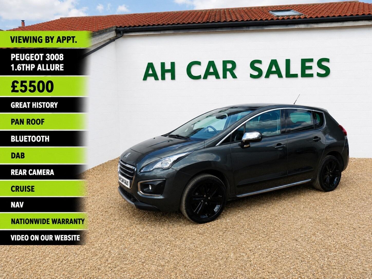 PEUGEOT 3008 1.6 THP ALLURE 5DR PETROL 48,283 MILES MANUAL ONLY 5,500 VIEW DETAILS...